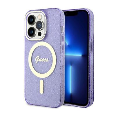 Guess Glitter Gold Magsafe - Etui Iphone 14 Pro (Purpurowy)