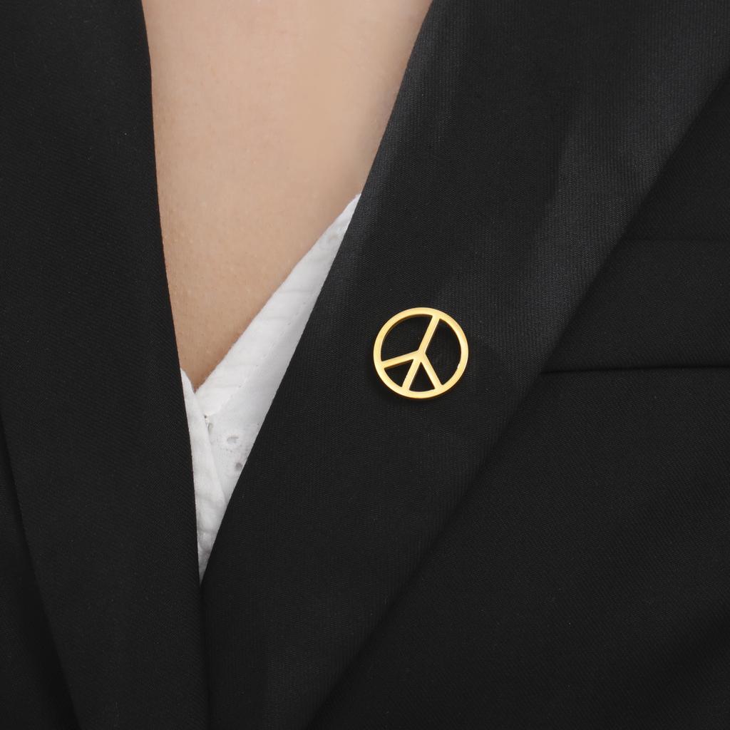 Teamer Peace Symbol Brooch For Men Women Stainless Steel Suit Badge Lapel Pin Pacifism Against War Accessories Gift