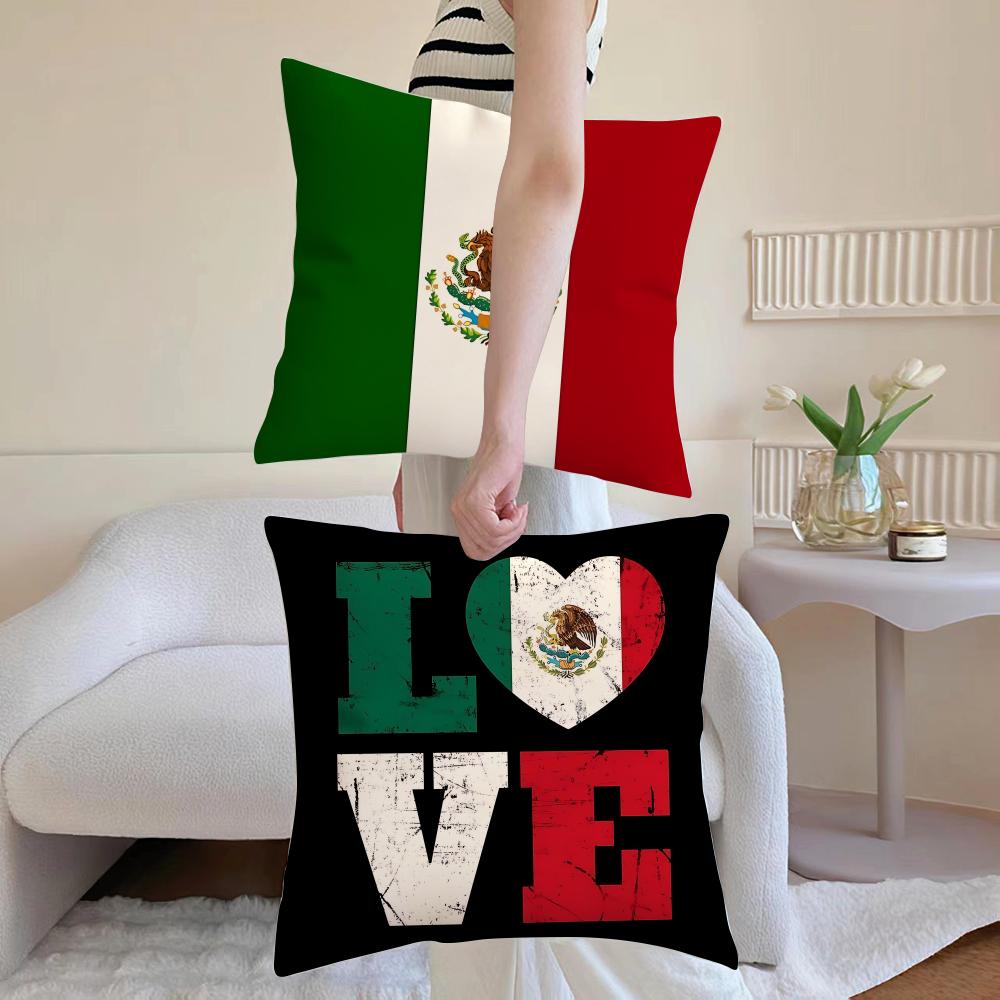 Mexico Mex Flag Cushion Cover Eco-Friendly Odorless Healthy Pillowcase Soft & Comfortable Kid-Safe No Filling