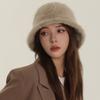 Furry Plush Bucket Cap Knitted Anti-cold Bucket Hat Temperament Winter Fisherman Hat  Daily