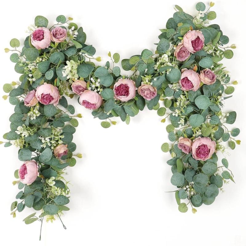 180cm Artificial Flower Vine with Camellia Rose Design Decorative Flower Garland for Wedding Arch Party Wall Backdrop Decoration