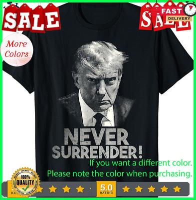 2025/Nikdy se nevzdejte Donald Trump Mug Shot Tričko S-5XL. Unisex tričko