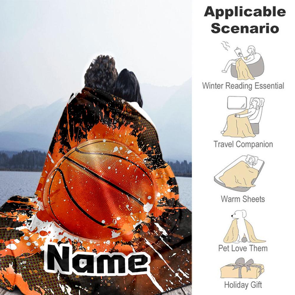 Basketball3332 Customize Text Blanket Gift Customizable Blanket Warmthful Decor Versatile for Home Decor Sofa Living Room Office Four Seasons Universa