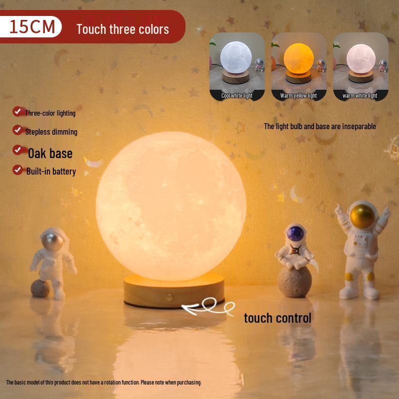 Rotating Moon Lamp Night Light—Creative Bedside Atmosphere Lamp for Bedroom or Desk