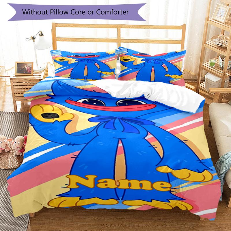 3pcs Custom Name Poppy Playtime Bedding Set Duvet Cover Closure Includes 1 Duvet Cover & 2 Pillowcases, Soft and Comfortable for All Seasons.