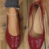 Large size new European and American pointed toe wedge single shoes stone pattern mother shoes