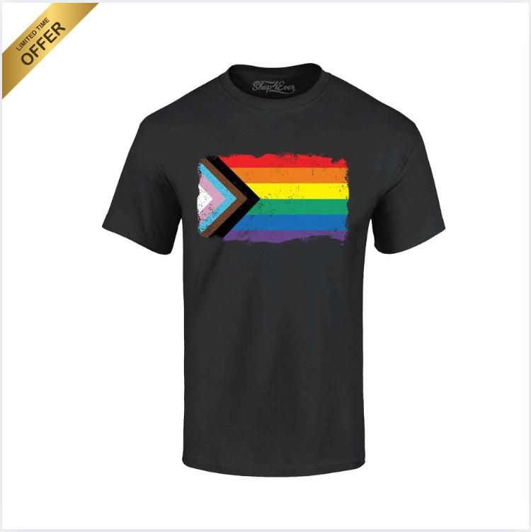 

Progress Pride Flag Inclusive Rainbow LGBTQ T-shirt Pride Shirts - Reprint /Hot Unisex T-Shirt XXXXL