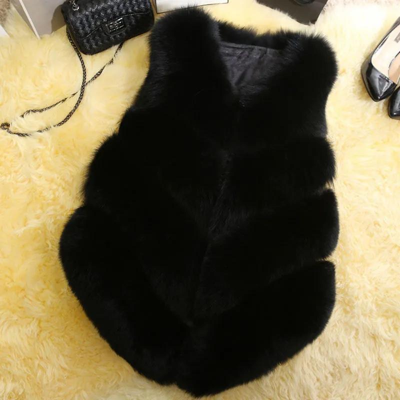 Autumn Winter Imitation Faux Fur Coat Women Waistcoat Fashion Fur Sleeveless Jacket Vest Ladies Outerwear Female Tops