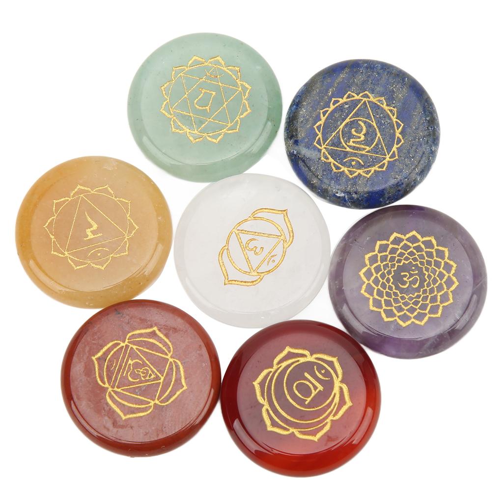 Chakra Stones Seven Chakra Energy Healing Stone Aura Rune Stone Amulet Decoration