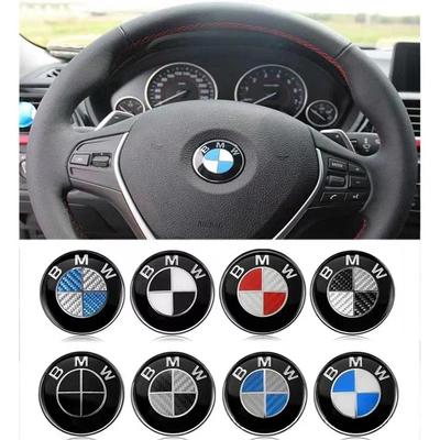 45mm Blue Black Carbon Logo Car Steering Wheel Emblem Sticker For BMW E39 E46 E60 E90 E30 E36 E87 E91 E92 F10 F20 F30 X1 X3