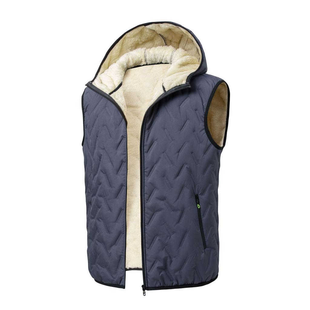Men's Winter Vest Jacket Sleeveless Overcoat Fashionable Fleece Warm Windproof Waterproof Men's Waistcoat Wool