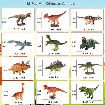 RUSON 12 Pcs Mini Dinosaur Animals Figures Toys, Realistic Dinosaur Playset Figurines Cake Topper Toy Set Christmas Birthday Easter Egg Gift Party