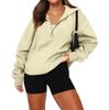 Women's Casual Fashion Long Sleeve Solid Color Zip Hooded Sweatshirt Top With Pocket