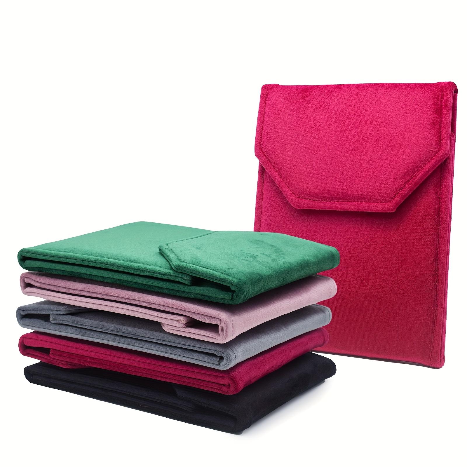 

1pc Elegant Velvet Pearl Necklace Jewelry Organizer Rectangular Design with Multiple Compartments, Soft Gray Finish, Jewelry Boxes чорний