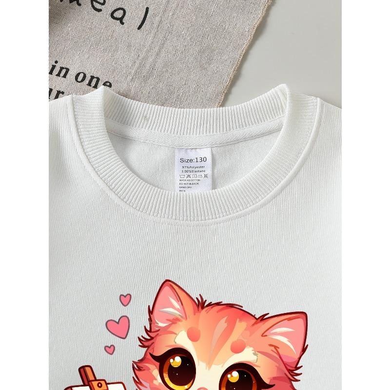 European sizes Kids' Casual Sweatshirt Printed Round Neck Pullover, Kids' Fashion Sweatshirt Featuring Adorable Animal Prints, Casual Comfortable