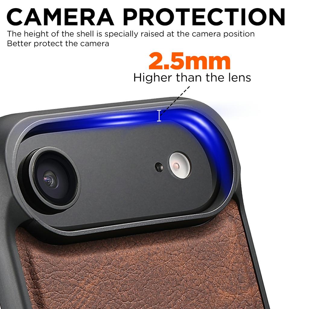 SUTENI G5 For iPhone 17 Air Case Compatible with MagSafe Litchi Texture Leather Back Cover