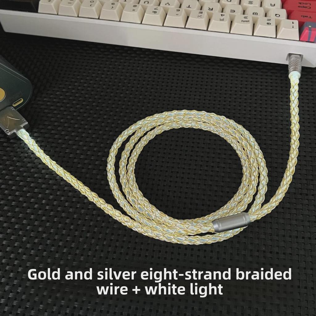 Benutzerdefiniertes DIY Handgefertigtes USB-C Weißlicht Magnetisches Mechanisches Tastatur Ladekabel für 8K Gaming