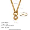 18K Gold Plated Stainless Steel Heart Zircon Bracelet Necklace for Women