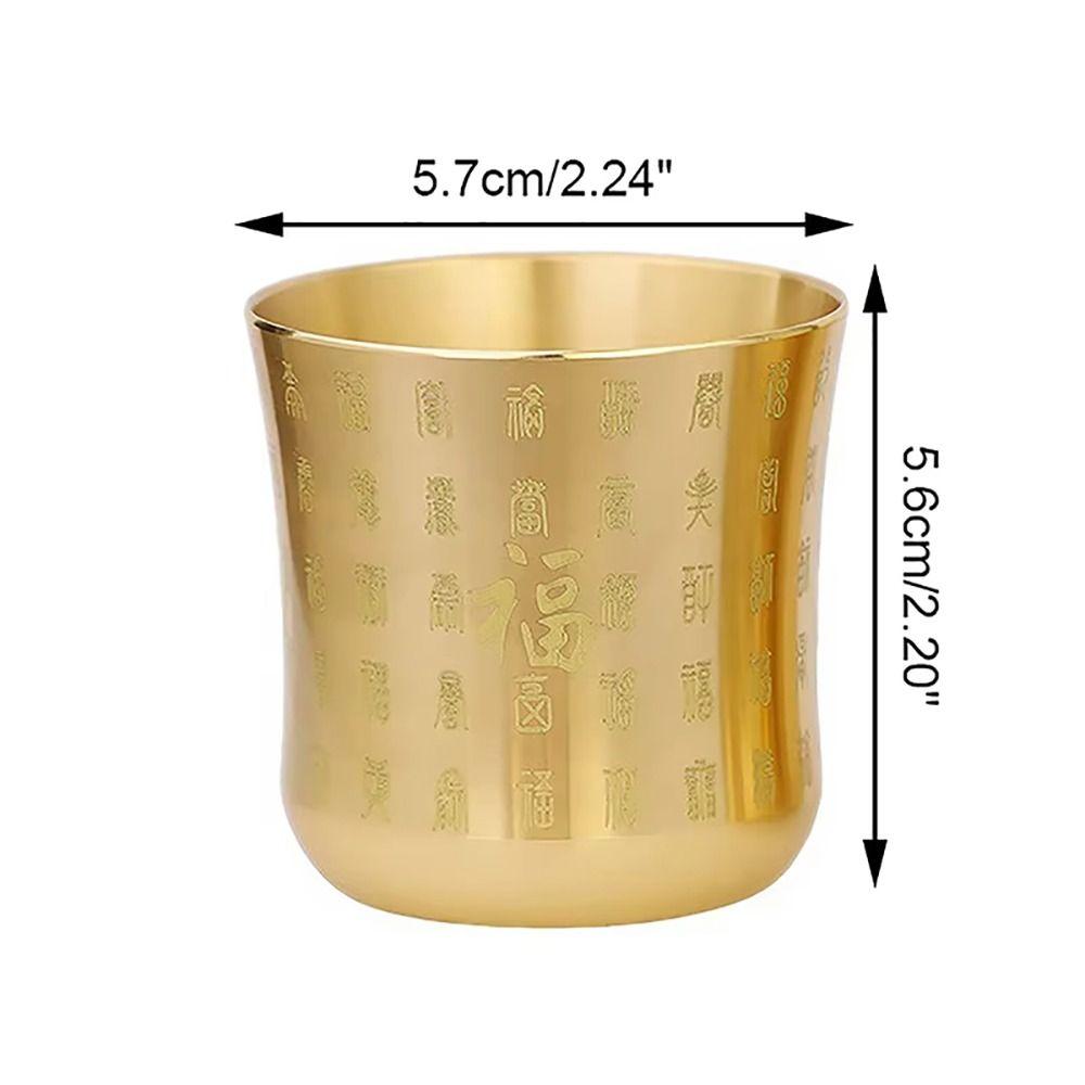 1Pcs 6cm Brass Tea Cup Auspicious Baifu Cup New Tea Mug Cornucopia  Desktop Ornament