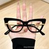 New European and American large frame cat eye flat mirror gold jewelry temple light luxury personality fashion contrasting color design versatile g
