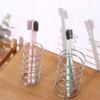 Hollow Spring Shaped Toothbrush Holder Silver Makeup Brush Storage Rack  Bathroom Accessories