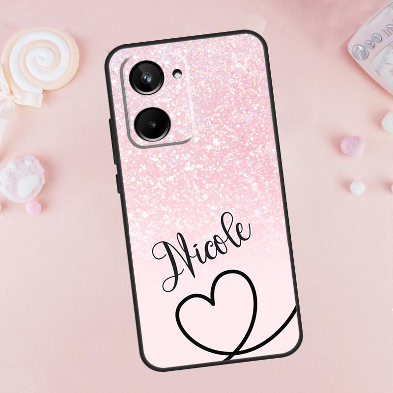 PERSONALISED name initial pink marble For Realme 12 11 10 9 Pro Plus C67 C55 C53 C35 C33 C30 C25s C21Y C15 GT Neo5 GT3 GT5 Case
