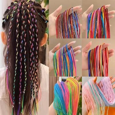 10 Stück/Beutel Mädchen Bunt 80CM Haarflechte Seil Strähnen Afrikanische Zöpfe Mädchen DIY Pferdeschwanz Zöpfe Frauen Styling Haarschmuck