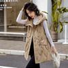 Daunenweste Damen mittel und lang Herbst und Winter große Größe Slim Fit Kapuzenweste Weste verdickter Baumwollmantel