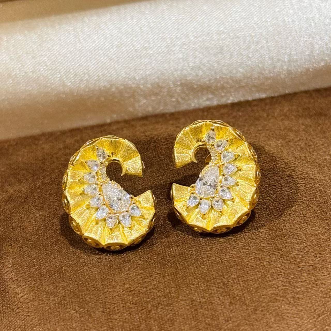 

New Vintage 100% Pure 925 Sterling Silver Earrings Pave Aaa Zircconia Frosted Water Drop Ear Stud For Women Luxury Fine Jewelry
