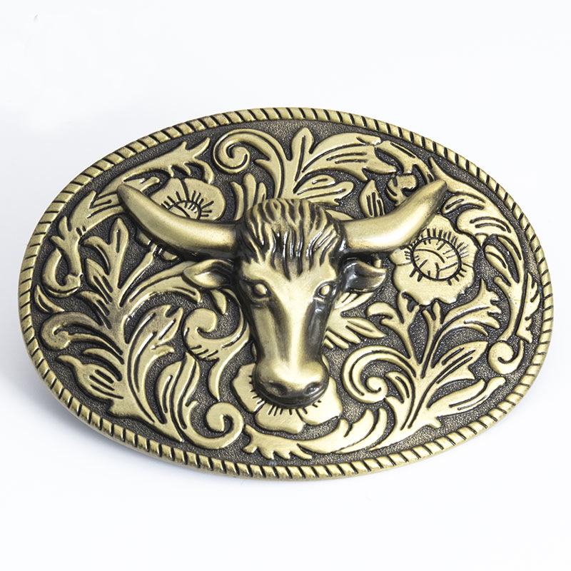 3D Western Cowboy Style Oval Belt Buckle with Smooth Pattern