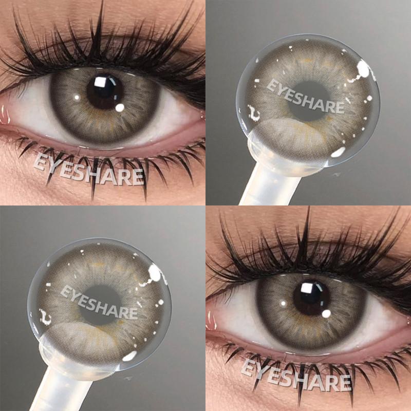 Eyeshare 1 Paar Naturbraune Kontaktlinsen für Augen Graue Pupillen 14,5 mm Große Schönheitsaugen Weiche Linse Kosmetik