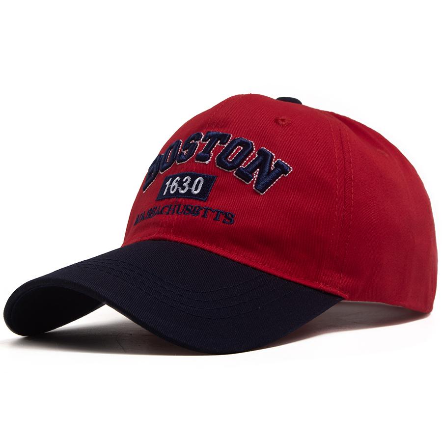 Vintage Boston 1630 Letter Embroidered Baseball Caps Men Women Two-Tone Patchwork Curved Brim Dad Hat Casual Outdoor Golf Hat