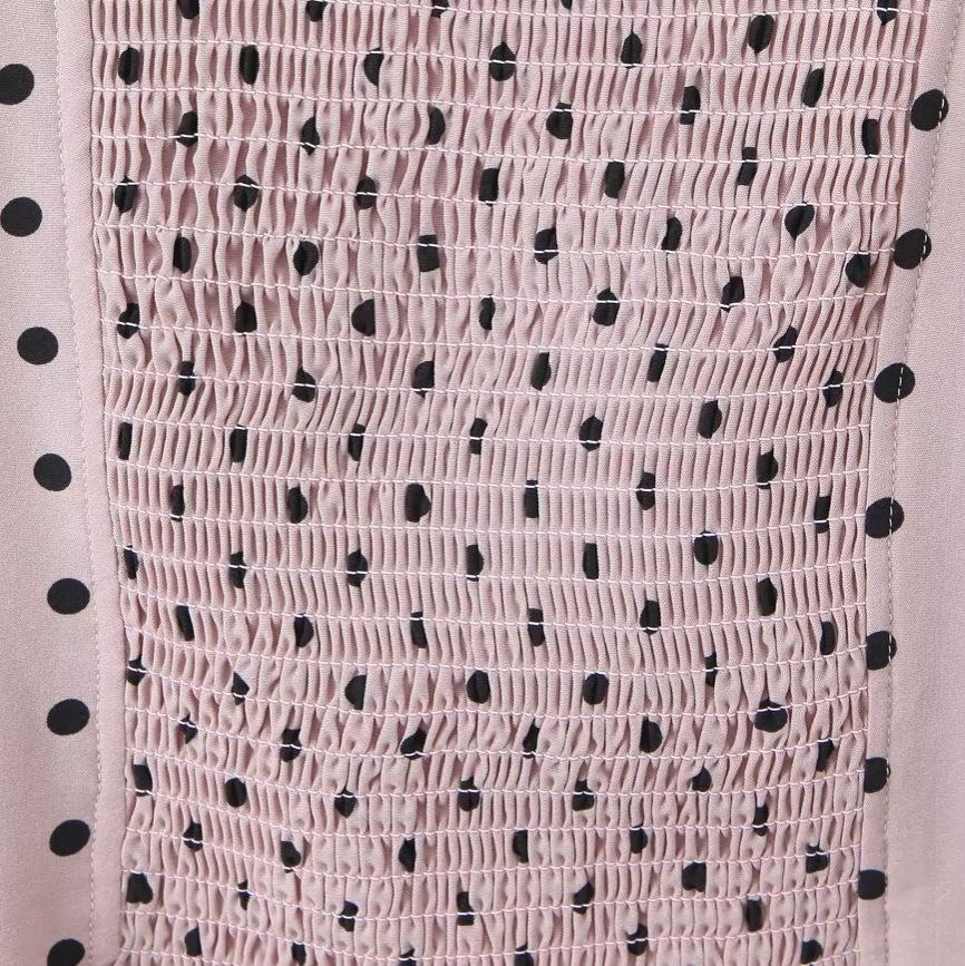 2025 Fashionable Women's French Chic Polka Dot Square Neck Top with Puff Sleeves