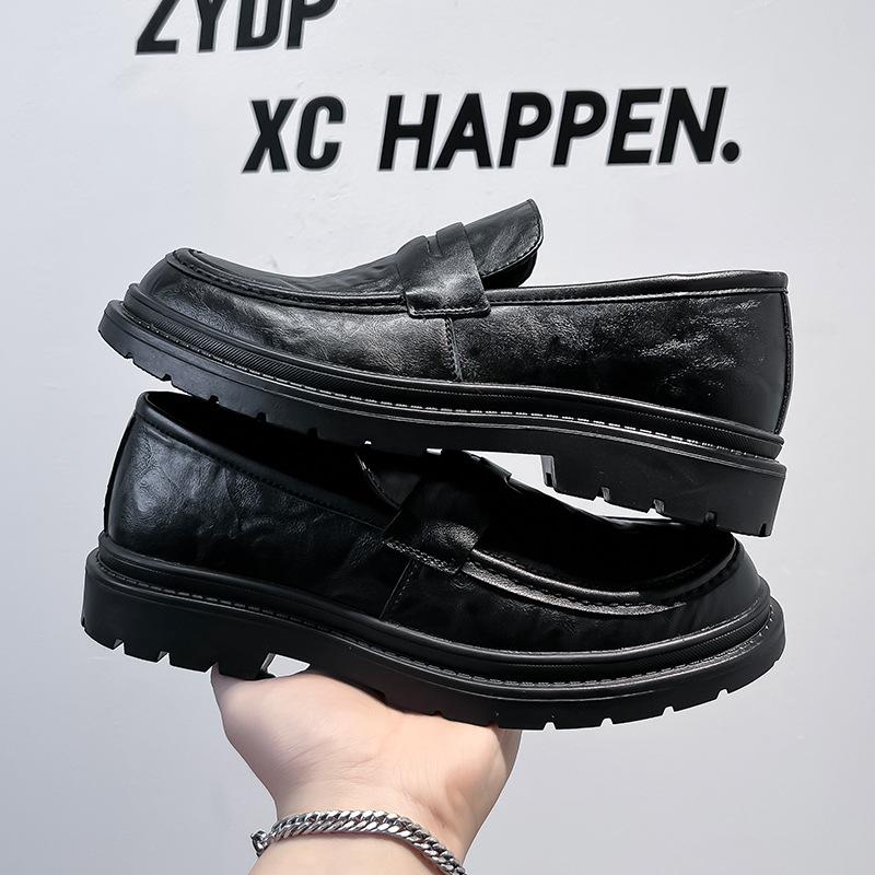 New men's casual trend leather shoes platform heightening versatile leather lazy one-pedal business men's shoes 3512-A