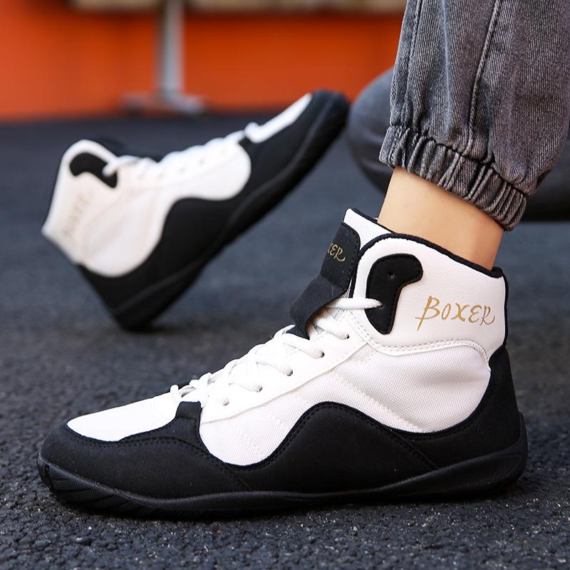Wrestling Shoes Men's Squat Shoes Fighting Deadlift Leather Wear-resistant Non-slip Breathable Gym Special Training Shoes
