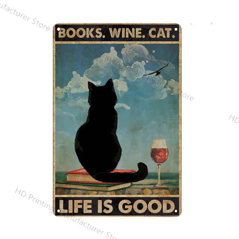 Cute Cat Wall Poster Pet Decor For Kitchen Vintage Tin Sign Metal Plates Home Decoration Modern Bar Accessory Restaurant Garden