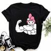 Muscle Sanrioes Womens TShirt Anime HelloKitties Cinnamon Kuromis Fun Model Cartoon Clothing Casual Cotton Couples TShirt