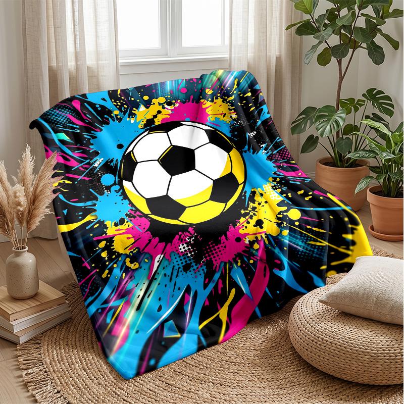 Soccer Ball Splash Art 4 Theme blanket Lightweight Warm Flannel Blanket Decorative Throw Blanket for Home Decoration