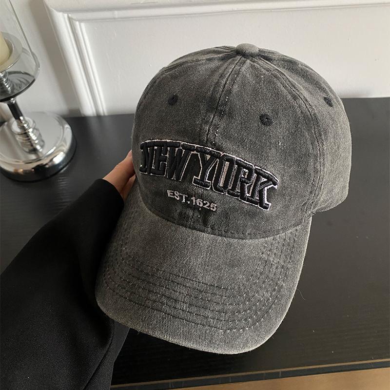 

Vintage Washed Baseball Cap Women Men Spring Summer Hats For Women Embroidered Letter Korean Style Soft Top Wide Brimmed New 56-58cm чорний