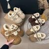 Schleife dicke Sohle Innenhöhe-erhöhend Birkenstocks Baumwollschuhe Damen Samt warmes Oberteil flauschige Mary-Jane-Schuhe