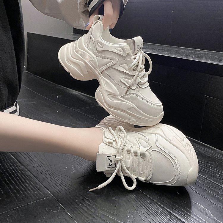 Fashionable and Comfortable Thick Bottom Pops Shoes Female Spring Heightening Female Shoes Hundred Casual Sneakers White
