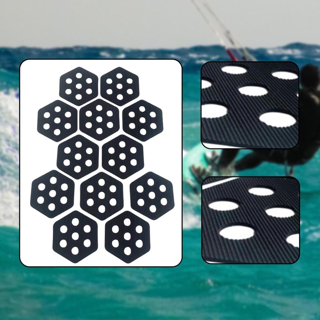 12 Pack Hexagonal Anti-Slip Surfboard Skimboard Traction Pads