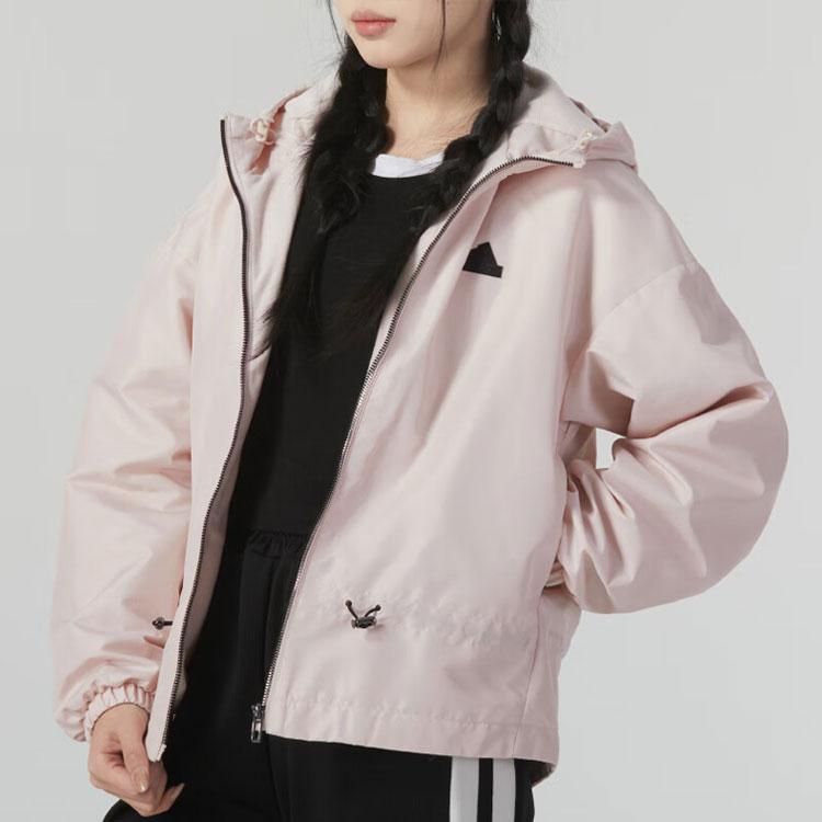 Adidas Solid Color Logo Casual Sports Jacket Women Jackets Pink IM8815
