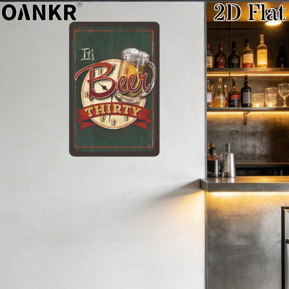 Vintage Beer Thirty Clock Sign 12x8 Inch Stainless Steel Retro Poster Man Cave Bar Wall Decor