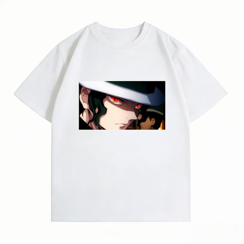 Demon Slayer Muzan Kibutsuji CloseUp Print Tshirt Casual Short Sleeve Cotton Anime Streetwear Unisexs Tshirt