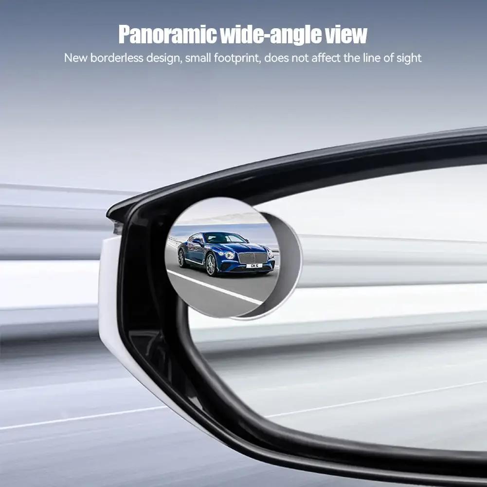 2Pcs 360 Degree Rotating Adjustable Car Blind Spot Rear View Mirror Wide Angle Mirror with Suction Cup Convex Round Mirror
