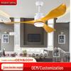 Modern Minimalist Solid Wood Ceiling Fan with Light for American Style Apartments