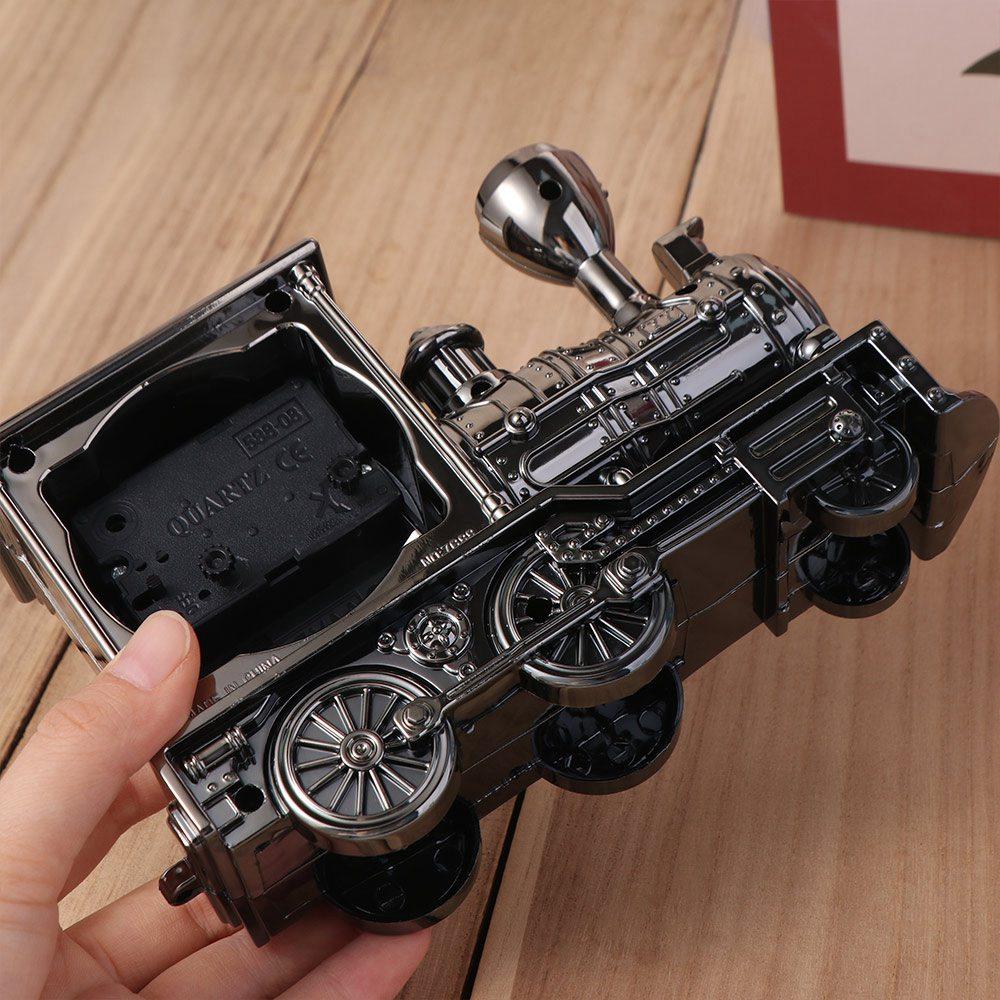Plastic Table Clock Vintage Desktop Clock Desk Sculpture Train Alarm Clock  Office