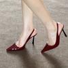 French Patent Leather Is Beautiful, Pointed Tip Is Not Tired, High Heels, Women's Spring and Summer Temperament Is Sexy, Thin Heel Bag Head Sandals