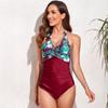 Women's Bikini Swimwear One-Piece Vintage Conservative Solid Sexy Swimsuit Swimming Beachwear